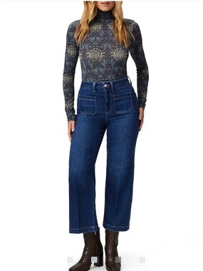 NWT PAIGE Blue Timeless Spotlight Curvy High Waist Ankle Wide Leg Jeans, 34x27